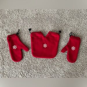 Cute Red Winter Mittens with snowflake